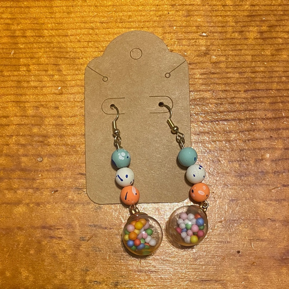 Multicolor Candy 🍬 Gum-ball Beaded Drop Earrings